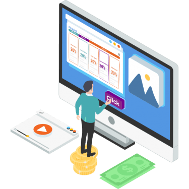 ppc-specialist Illustration of a man generating income online